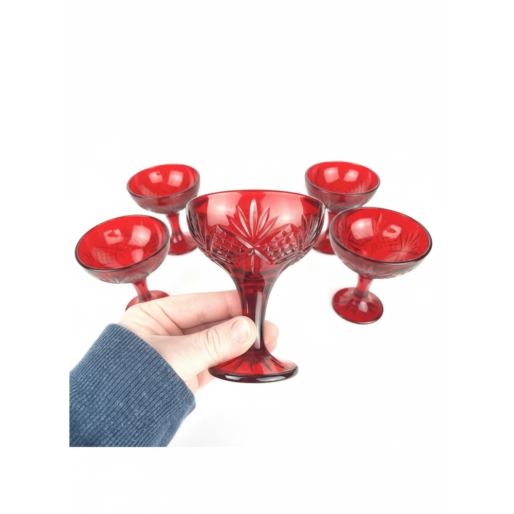 Shannon By Godinger Dublin Crystal Ruby Red Taster Goblets, set‎ of 6